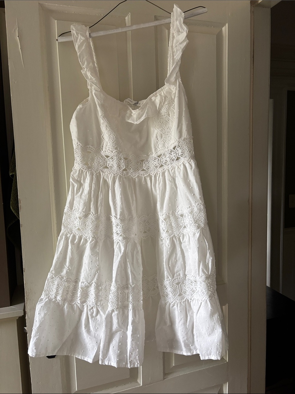 Altar'd State White Eyelet Tiered Mini Dress
